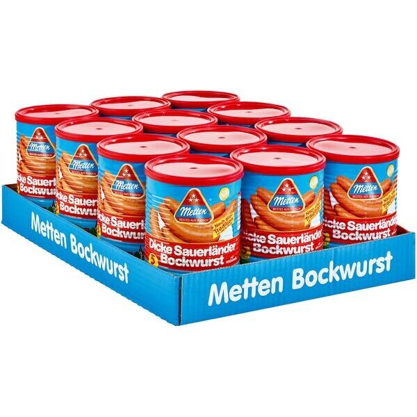 12 Dosen Metten Dicke Sauerländer Bockwurst a 400g ( 5 x 80g) - Feinkost Delikatessen: Wurst und Fleisch Spezialitäten | Wurst-Fleisch.com