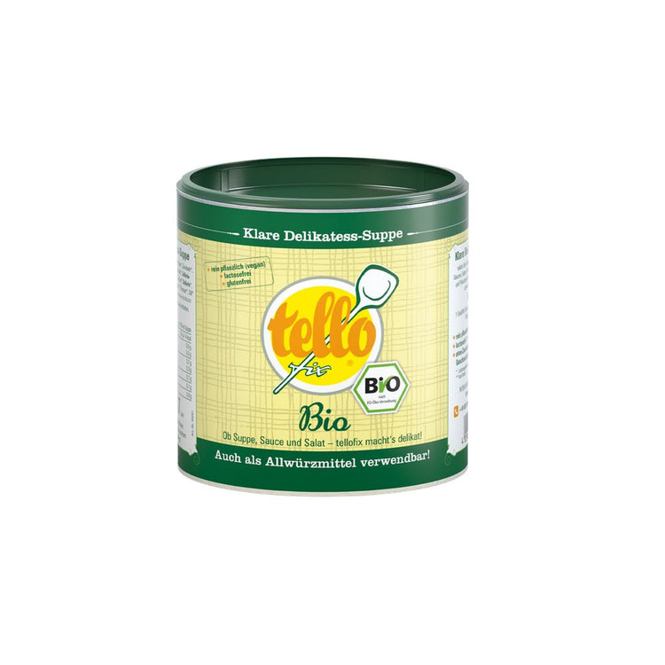Bio Gemüsebouillon ohne Geschmacksverstärker: tellofix Klare Delikatess-Suppe Bio - Feinkost Delikatessen: Wurst und Fleisch Spezialitäten | Wurst-Fleisch.com