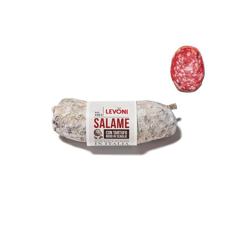 Levoni "Tartufo" Trüffelsalami - Eine faszinierende Kombination aus italienischem Schweinefleisch und schwarzen Trüffelstückchen - Feinkost Delikatessen: Wurst und Fleisch Spezialitäten | Wurst-Fleisch.com