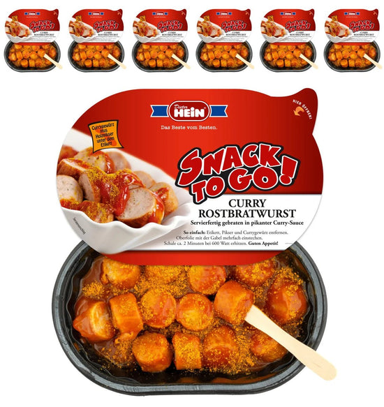 Currywurst - Rostbratwurst mit Currysauce in der "Snack to go"Schale - 6 Menüschalen im Angebot ! (a, 200 g Schale) - Feinkost Delikatessen: Wurst und Fleisch Spezialitäten | Wurst-Fleisch.com