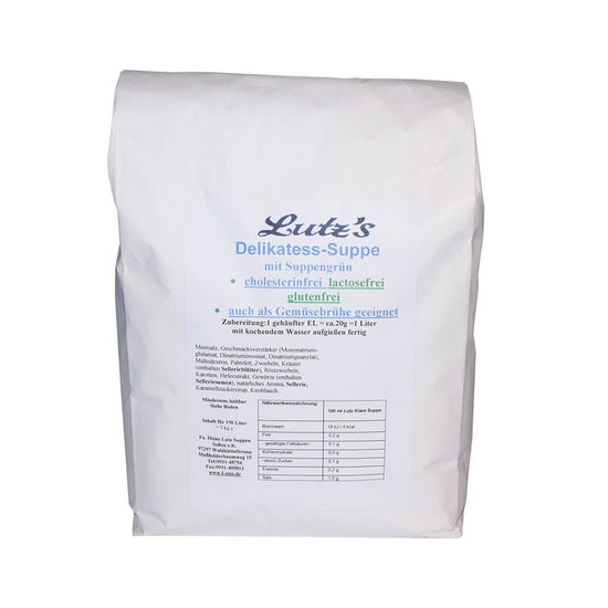 Delikatess-Suppe mit Suppengrün (3kg Nachfüllbeutel) - Köstliche Klare Suppe und vielseitiges Allwürzmittel von Lutz&