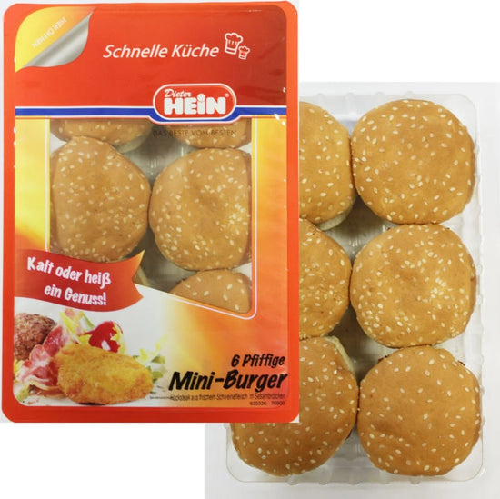 Hamburger tischfertig zubereitet - Unsere "6 Pfiffigen Mini Burger" im Hamburgerbrötchen (6x50g) - Das Beste vom Besten! - Feinkost Delikatessen: Wurst und Fleisch Spezialitäten | Wurst-Fleisch.com