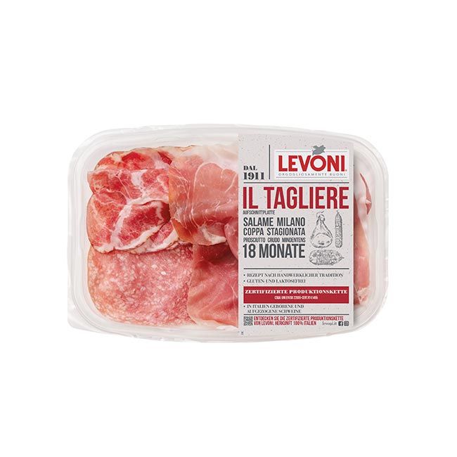 Italienischer Aufschnitt vom Feinsten: Levoni "il tagliere" Milano, Coppa, Rohschinken - Genuss wie auf dem Schneidebrett! - Feinkost Delikatessen: Wurst und Fleisch Spezialitäten | Wurst-Fleisch.com