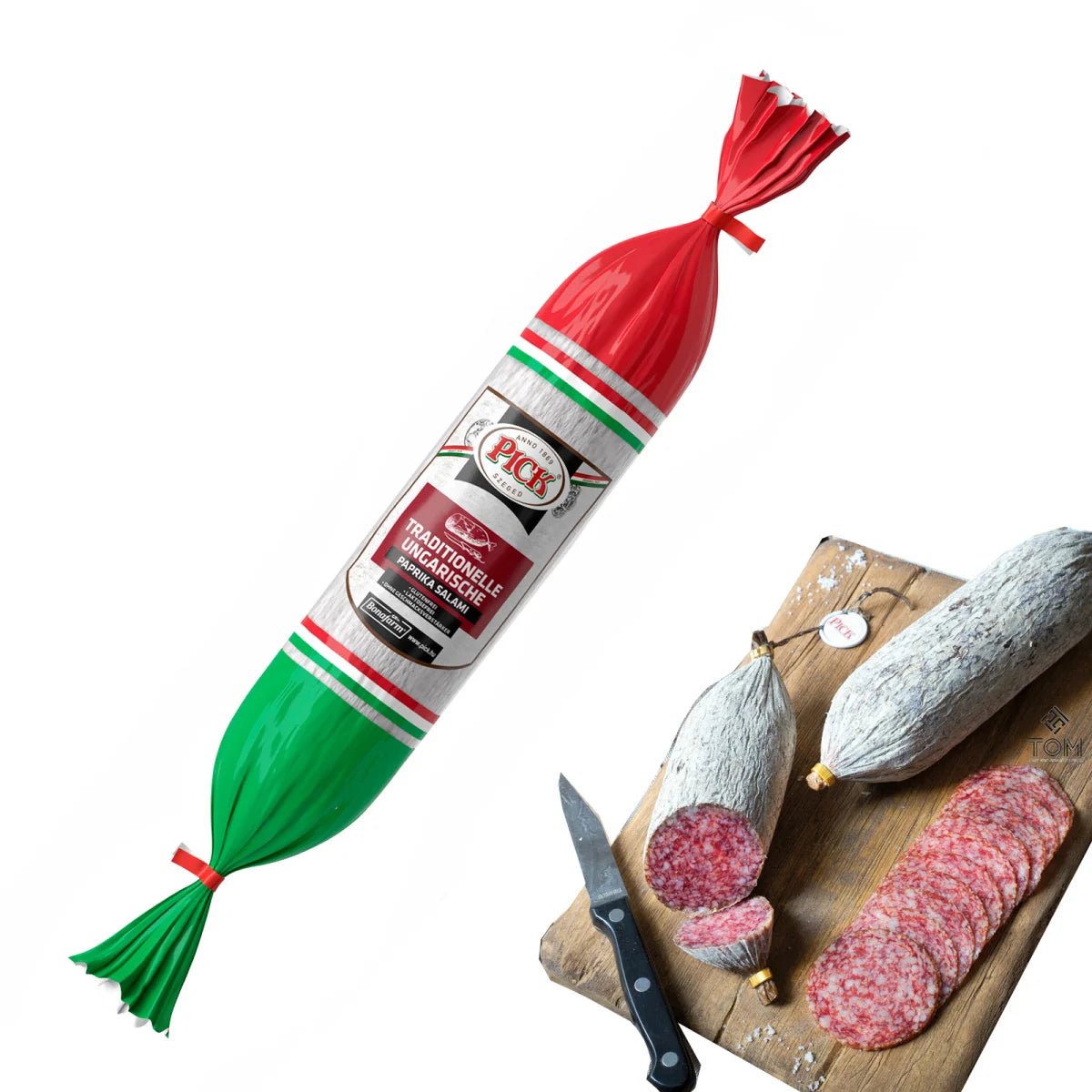 PICK original ungarische Paprika Salami Stange HU - 1 x 400 g Stück - Feinkost Delikatessen: Wurst und Fleisch Spezialitäten | Wurst-Fleisch.com